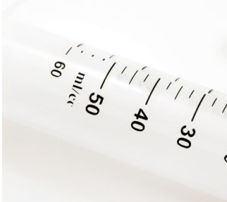 A 50 mL syringe graduated to 60mL