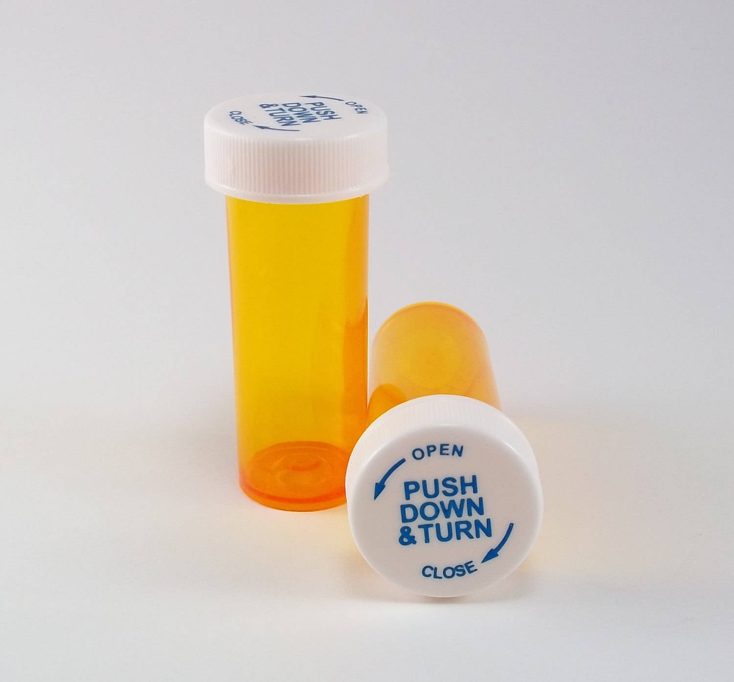 Plastic Medicine Pill Bottles with Push and Turn Caps (30 Dram